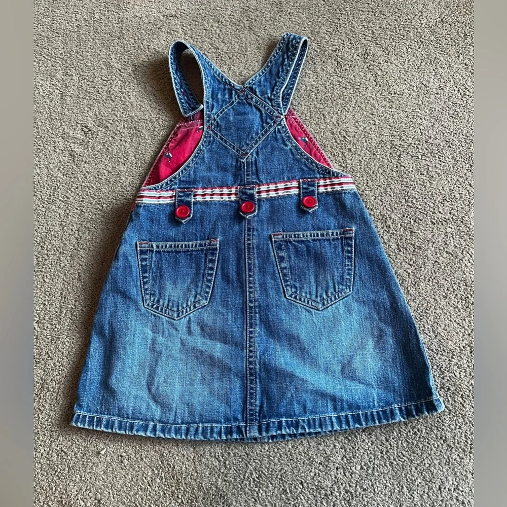 Vintage 2003 Gymboree Toddler Size 3 Denim Red & Blue 4th of July Overall Dress